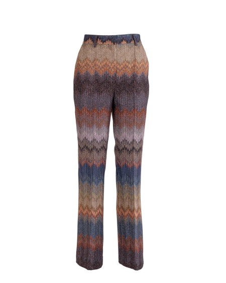 Shop MISSONI  Pantalone: Missoni pantalone a trombetta.
Lavorazione raschel, motivo snake.
Realizzato in misto viscosa con filamenti lamé, il capo cattura la luce con riflessi metallici, per un look sofisticato e dinamico.
Composizione: 88%Viscosa, 12%Fibra Metallizzata.
Fabbricato in Italia.. WI0S BR012K-S72LF
